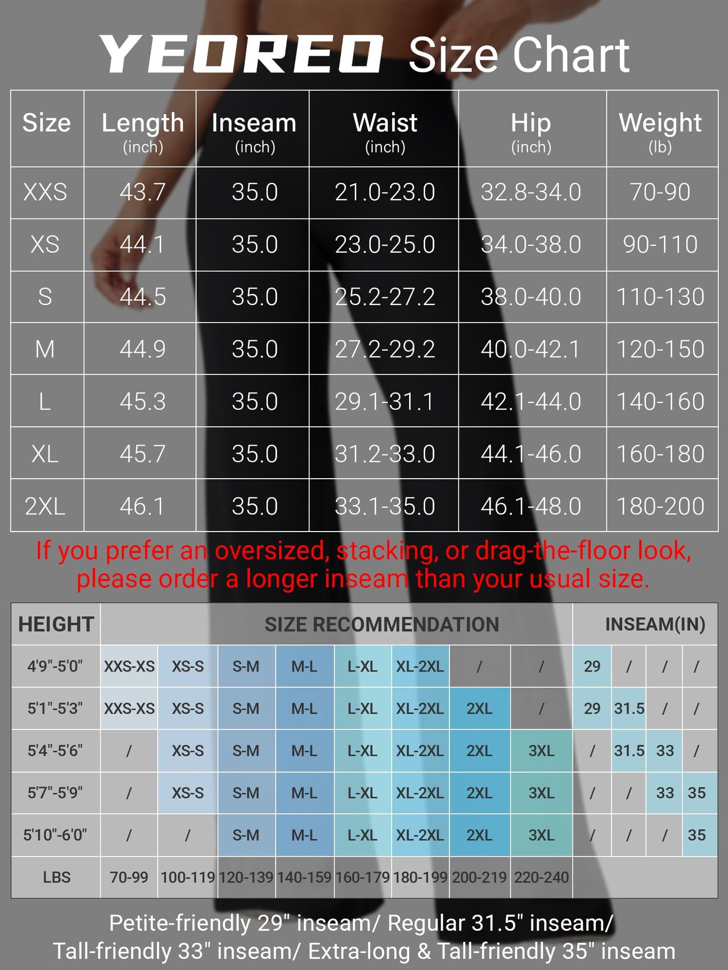 YEOREO Workout Women Straight Leggings 35" Eddiy Gym Yoga Pants Airy Blue M