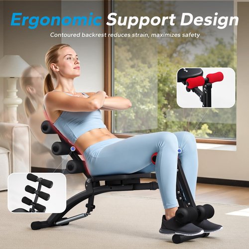 MERACH Ab Machine for Home Gym, Adjustable Ab Trainer Bench for Full Body Workout, Multi-Functional Sit Up Machine for Abdominal, Ab Exercise Chair with 300 LBS Weight Capacity for Women