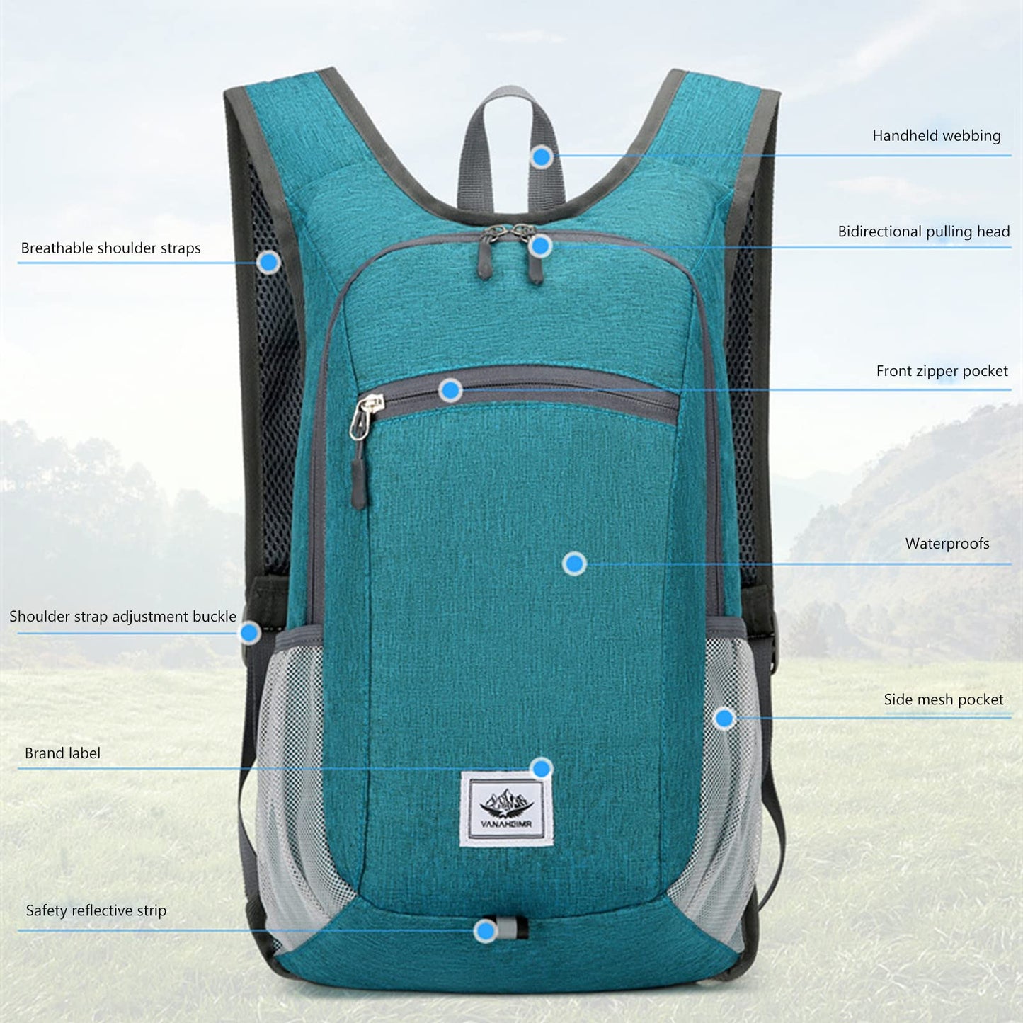 DOJUNS Hiking Backpack 15L Small Travel Backpack Lightweight Foldable Daypack Packable Camping Backpacks for Women Men (Orange)