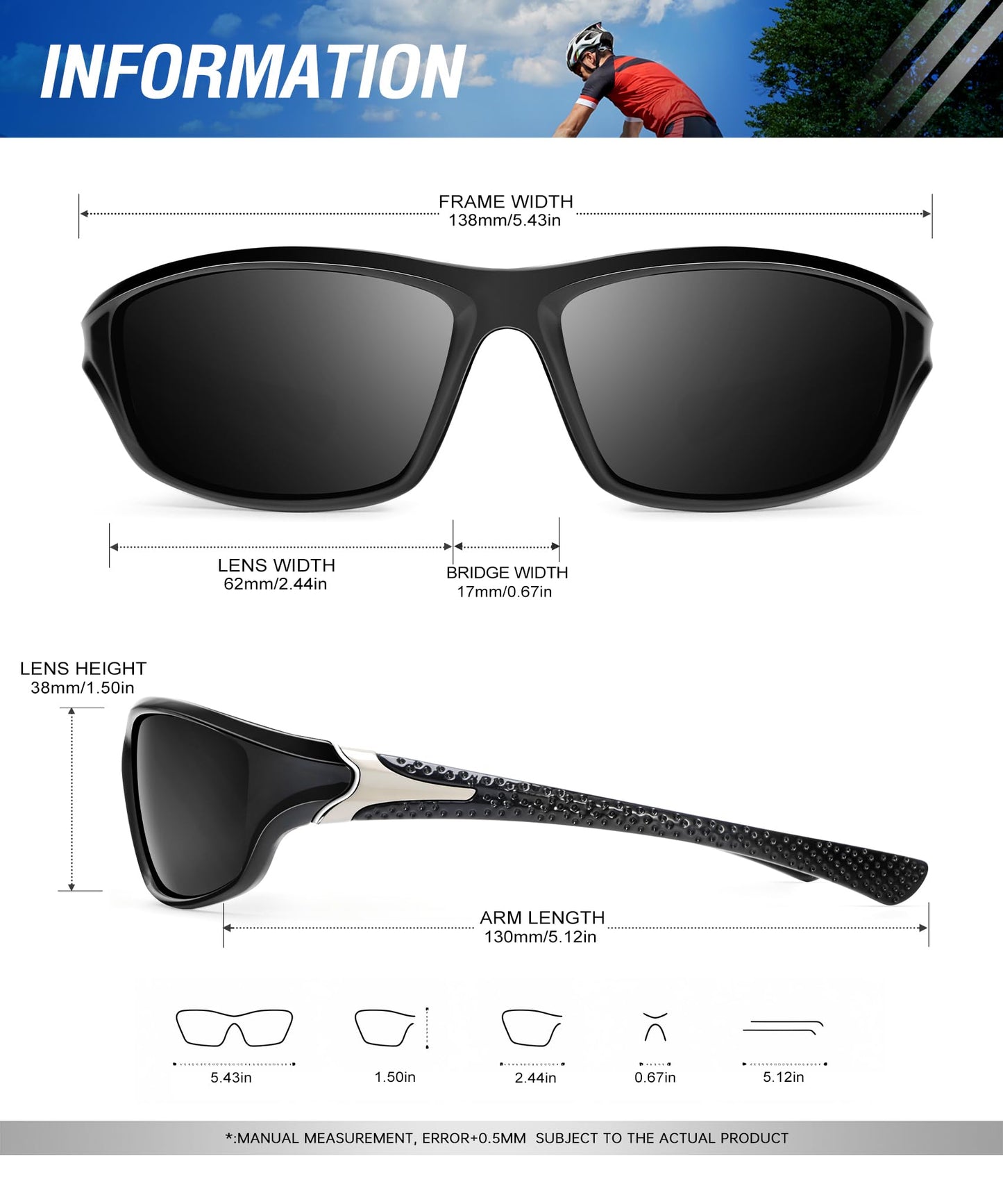 OUKEMAX Polarized Sunglasses-Men Sports Sunglasses: Mens Sunglasses Polarized Running Sun Glasses Driving Fishing 3 Packs