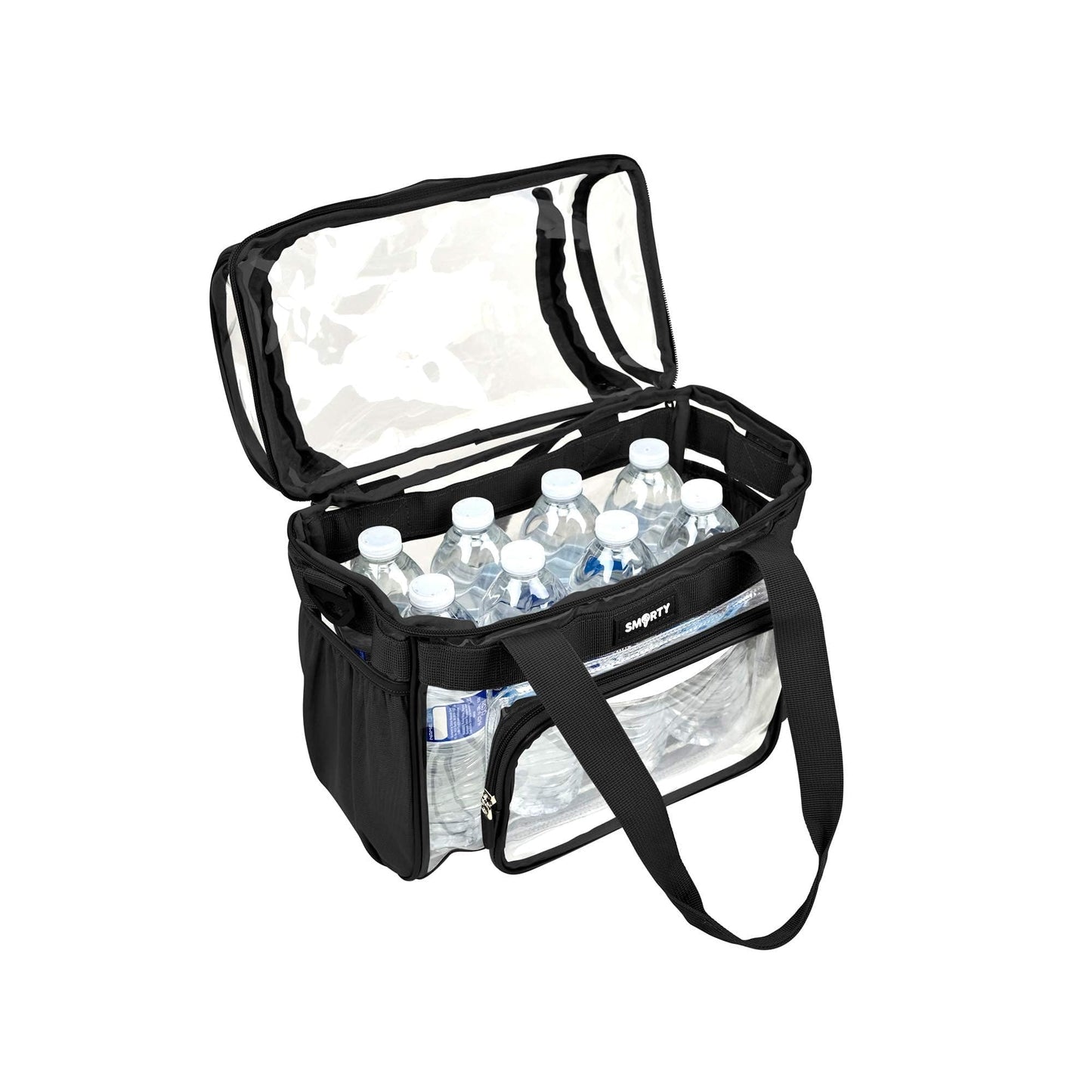 TXSN Large Clear Lunch Tote Heavy Duty Stadium Bag Approved Durable Crossbody Makeup Cosmetic Box for Men Women Work (Black, 12 x 6 x 12)