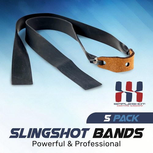 SimpleShot 5pcs Slingshot Bands Powerful Professional Elastic Rubber Catapult Shooting Flat Bands (Clay Ammo)