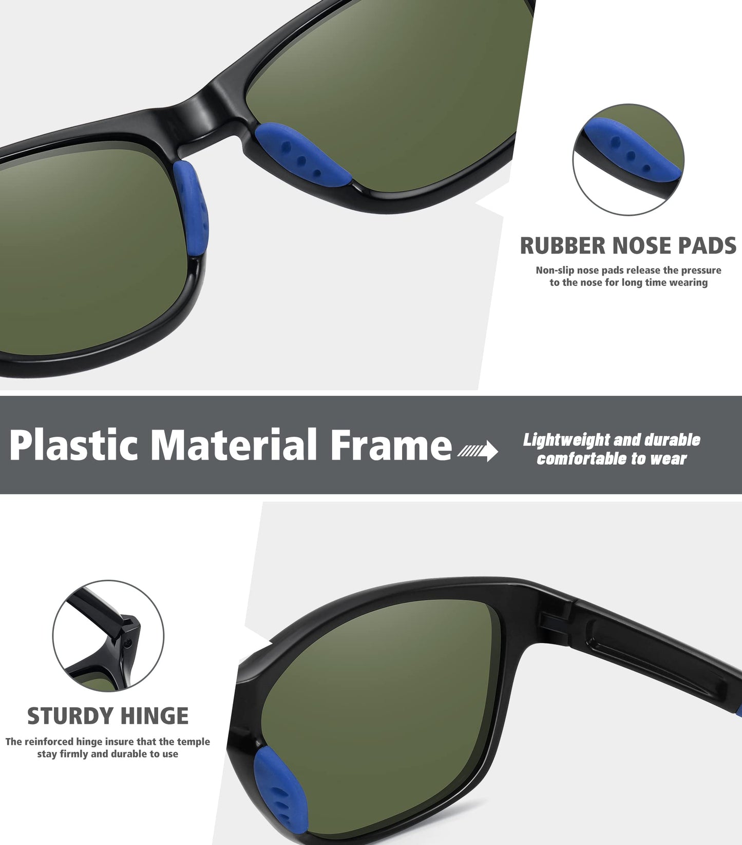 MEETSUN Polarized Sports Sunglasses for Women Men Driving Running Cycling Fishing Sun Glasses UV400 Protection Black Frame-Blue Mirror Lens