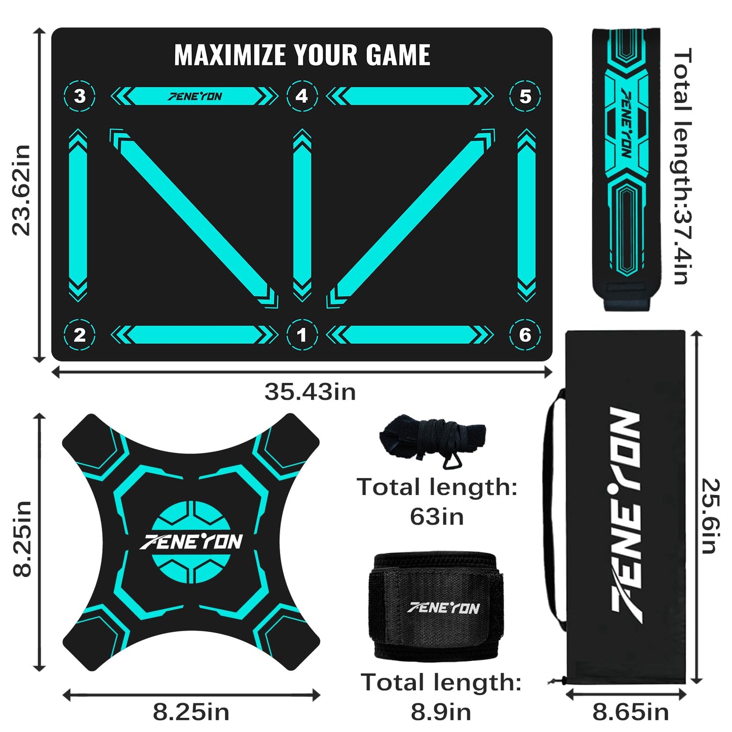 Soccer Training Equipment,Soccer Training Mat Improve Strength,Agility and Coordination,Anti-Slip Silent Absorption Soccer Footwork Training Mat,Soccer Trainer for Indoor/Outdoor Drills (Training Set 35*23 IN)