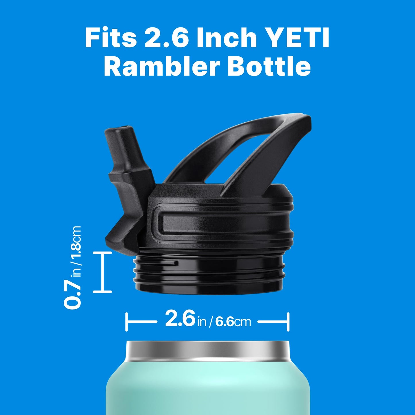Bluwing Straw Lid for Yeti Rambler Water Bottle 18 26 36 64 oz, Replacement Lid with Handle and Straw for YETI Rambler Jr. 12 oz Bottle, BPA Free