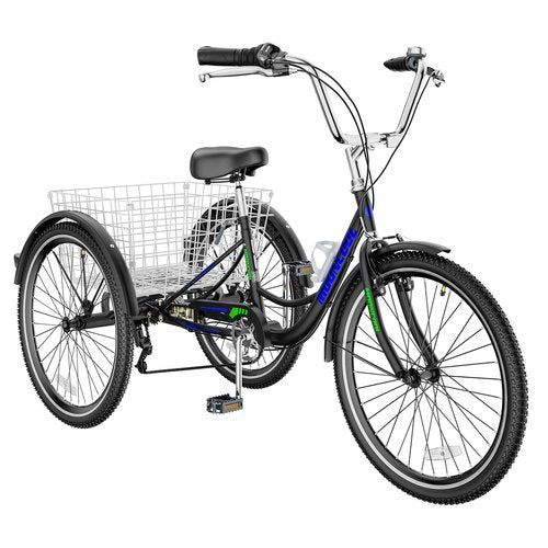 MOONCOOL Adult Tricycles 3 Wheel 7 Speed Trikes, 20/24/26 inch Adult Trikes 3 Wheeled Bike with Basket for Seniors, Women, Men.