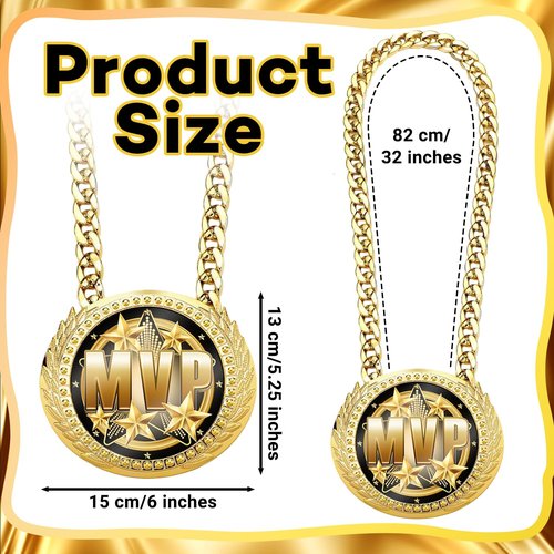 ecvepo GOAT Trophy Chain, 6 Inch Gold Medal Necklace, Sports Achievement Award for Football Basketball Soccer
