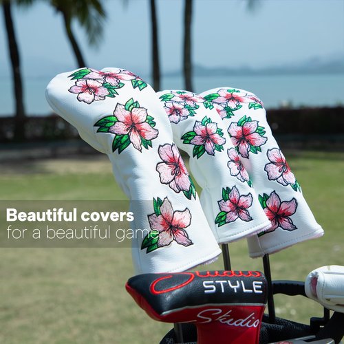 Golf Headcovers Embroidery Driver Cover Fariway Wood Headcover Hybrid Head Covers Leather Golf Club Covers for Most Brand(for Hybrid)