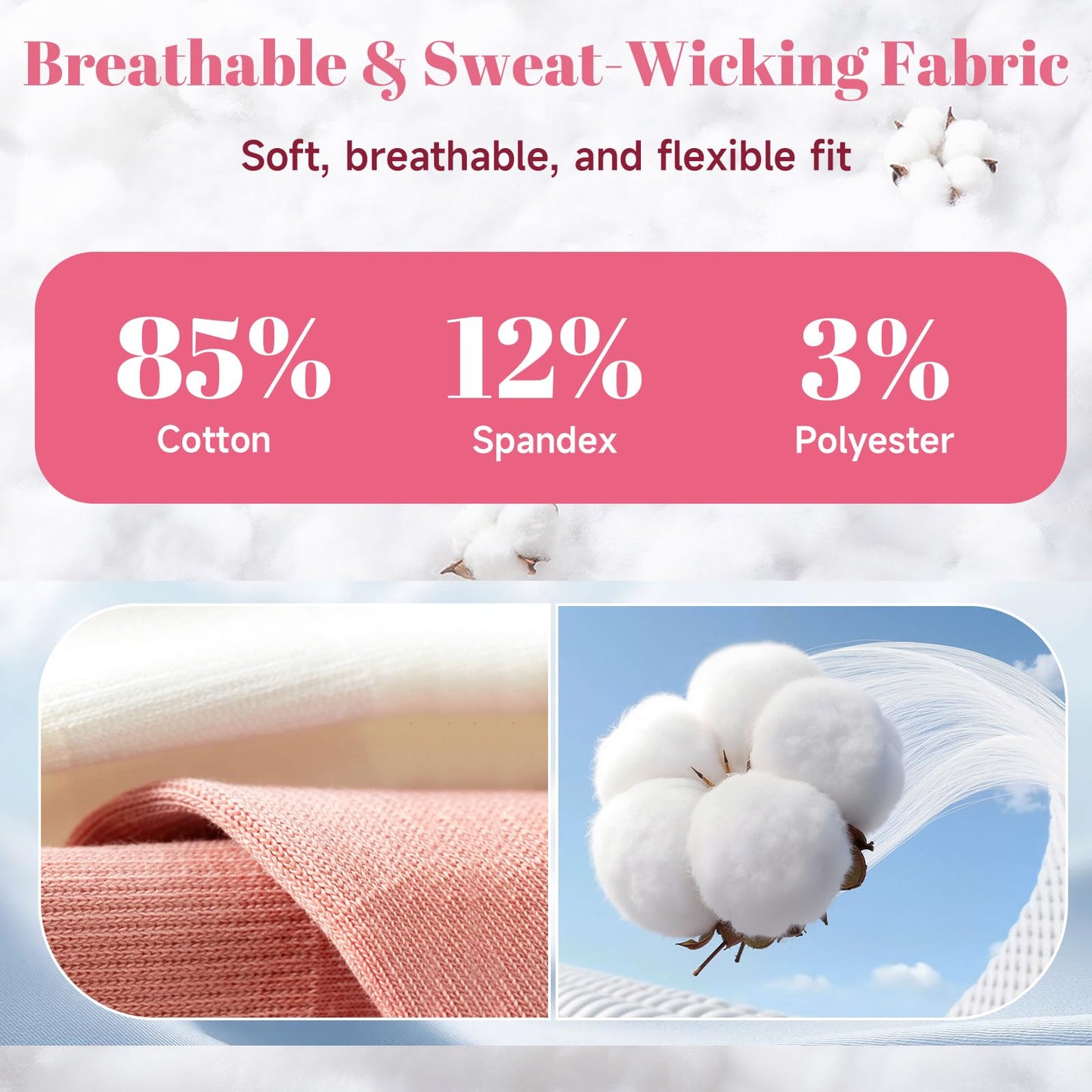 SPORTIC Pilates Socks with Grips for Women, Non Slip Yoga Socks Barre Crew Grippy Sticky Socks for Workout, Dance, Hospital – 4 Pairs Athletic Anti Skid Grip Socks