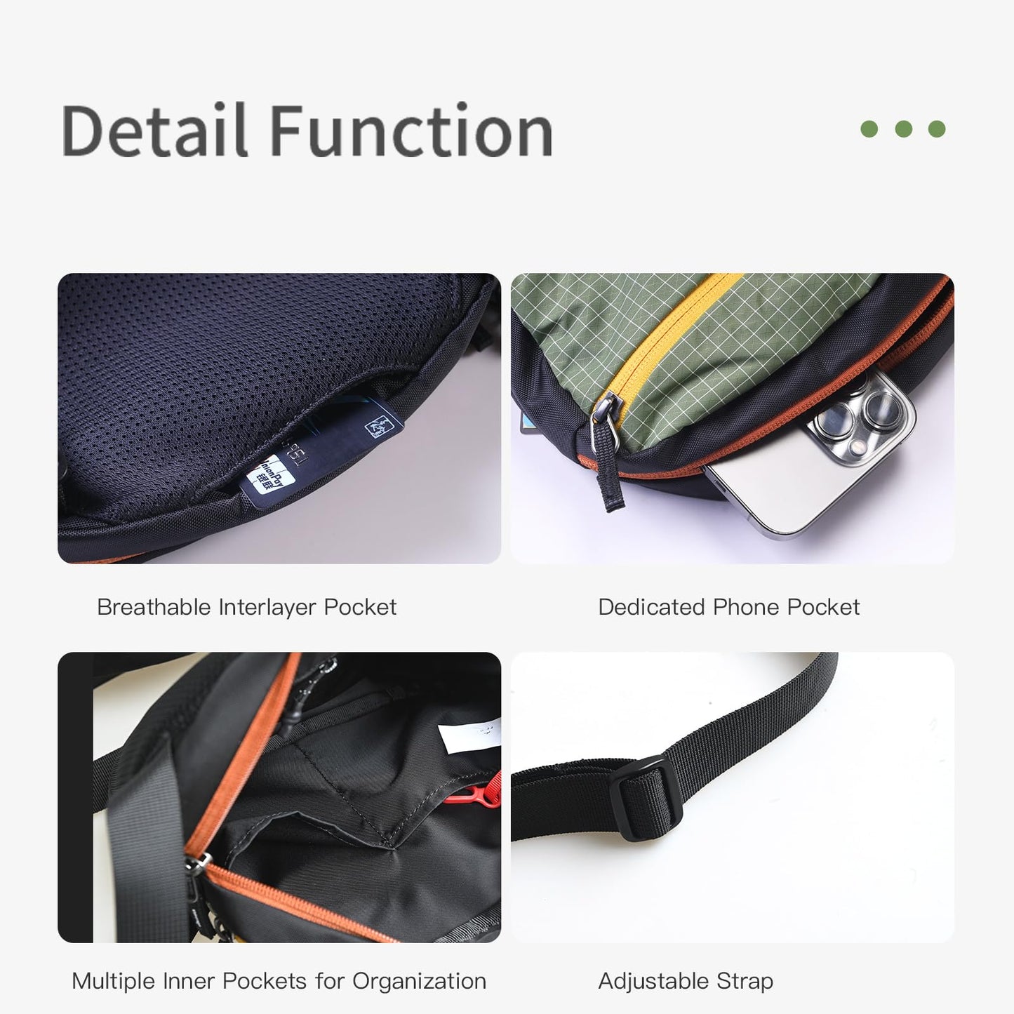 AONIJIE Crossbody Bag for Women Men, 4L Adjustable Sling Waist Pack, Water-Resistant Multi-Pocket Belt Bag for Travel, Hiking, Walking, Everyday Carry - Black