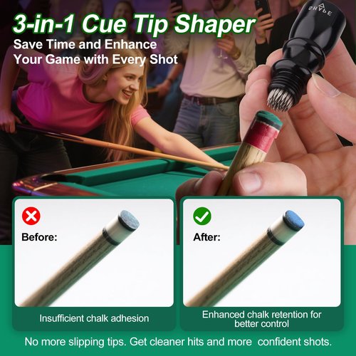 Msuhettu 2 Pack Premium Pool Cue Tip Tools, 3-in-1 Billiard Cue Tip Shaper, Compact Billiards Pool Accessories & Tip Repair Kit, Gift for Friends or Pool Lovers