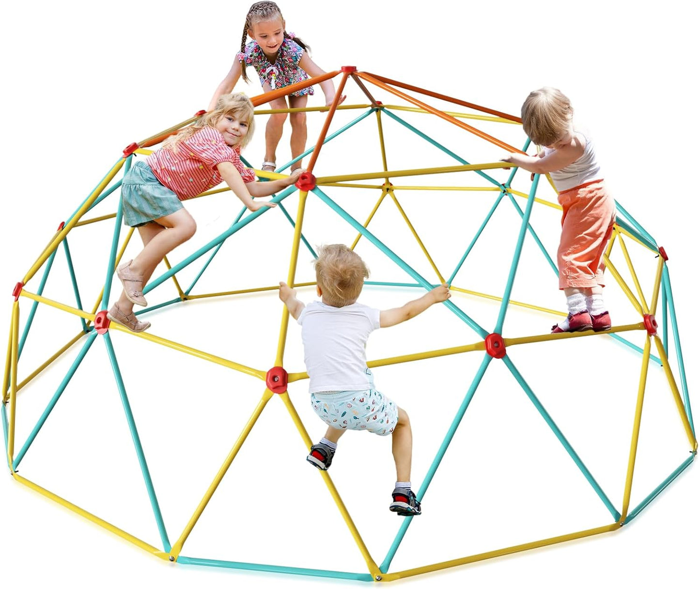 10FT Climbing Dome with Climbing Cargo Net, Outdoor Jungle Gym for Kids- Supports 1000LBS-Anti-Rust Metal Outdoor Play Structure ASTM Approved, Easy Assembly
