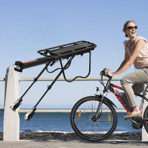 Bike Rear Rack - Universal Rear Cargo Rack for 50kg/110lbs Bikes&Ebikes 24"-29" Aluminum Alloy Adjustable Bike Rack Carrier for Heavy Cargo&Luggage Load