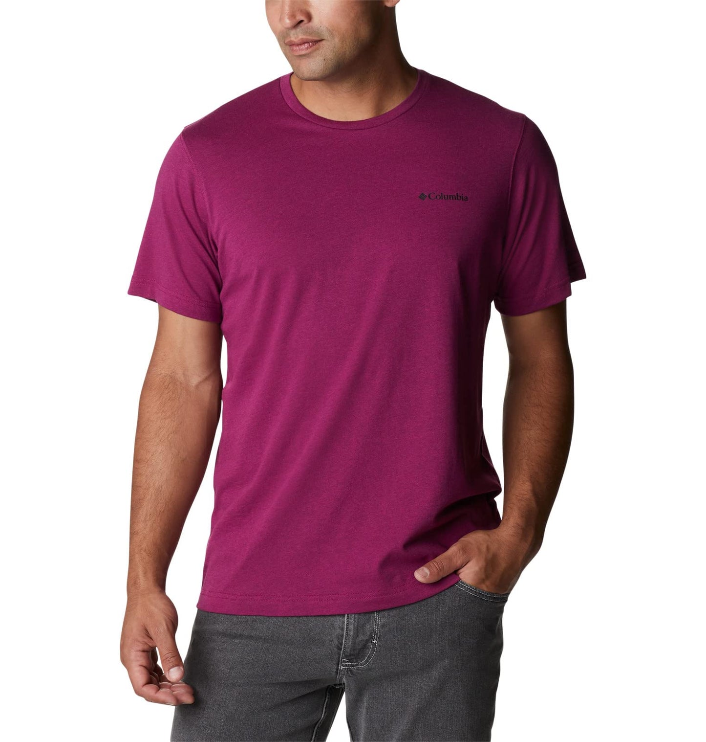 Columbia Men's Thistletown Hills Short Sleeve, Red Onion Heather, 6X Big