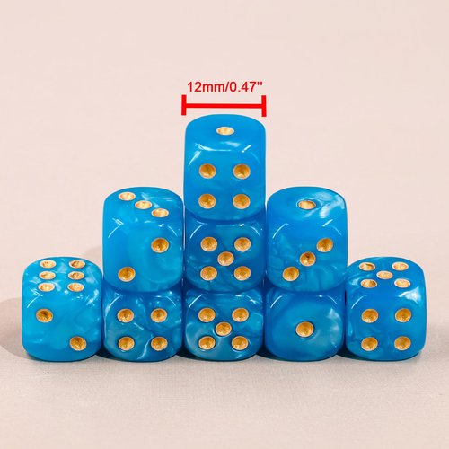 36 of Pack 12MM 6 Sided Dice Set,Pearl Pattern Game MINI Dice Set, 6 Sided Standard Dices for Yahtzee, Bunco or Teaching Math,with Portable Plastic Box(Blue Pearl)