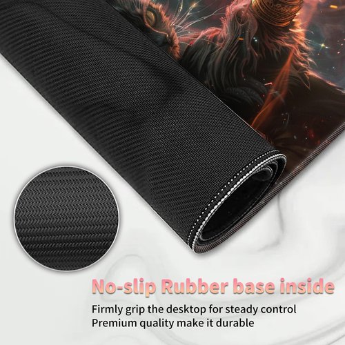 Playmat for MTG with Zones (2 Pack), Card Game Mat Non-Slip Rubber Base and Stitched, 24 x 14 inch TCG Play Mat for MTG and Other Card Games, Magic Cat