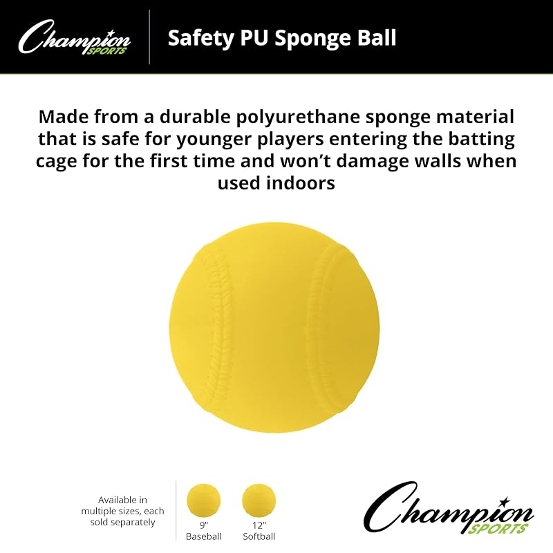 Champion Sports Safety Pitching Softball - Optic Yellow, 12" (Pack of 12) Variation