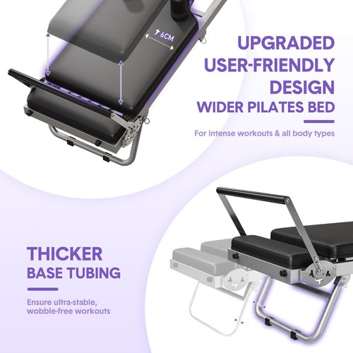 Foldable Pilates Reformer Machine for Home Gym, Wider Pilates Reformer with Spings, Adjustable Pilates Equipment for Women, Up to 450 Lbs Weight Capacity