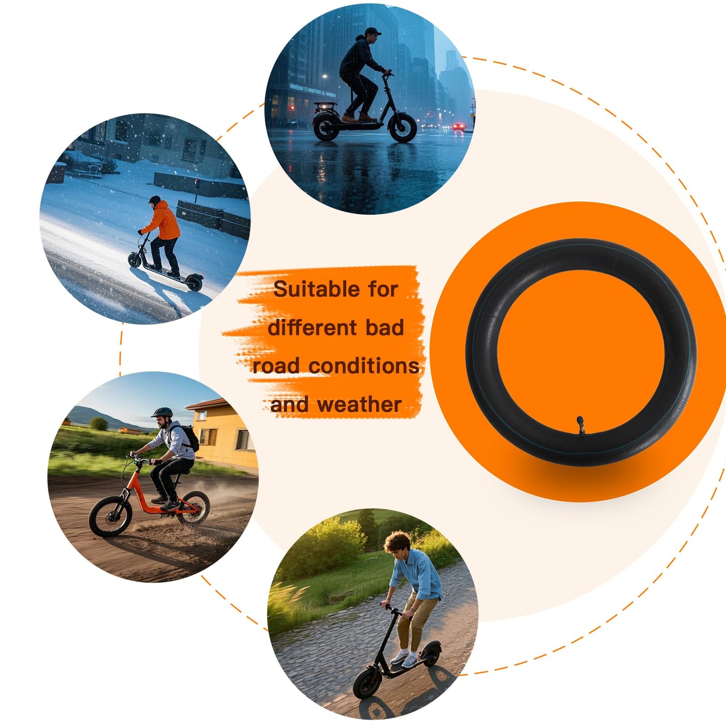 2 Pack 14x2.50 Inner Tube 14 Inch E-Bike Tubes Butyl Rubber Thickened with 2 Steel Tire Levers for Replacement Electric Scooters and E-Bike Tire Tube