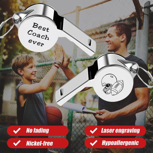 Personalized Coach Whistle with Lanyard, Engraved Whistle for Coaches, Loud Crisp Sound Whistle Necklace, Appreciation Gifts for Coaches, Referee, Teacher, Official, End Of Season Coach Gift