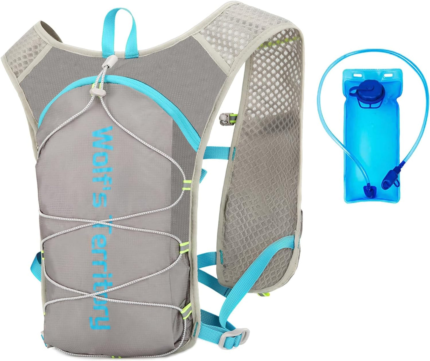 Hydration Backpack with 2pcs 2L Water Bladder, Lightweight Water Backpack for Hiking, Hydration Vest with 2pc Wrist Braces and 1pc Head Band for Running Biking Cycling for Women and Men
