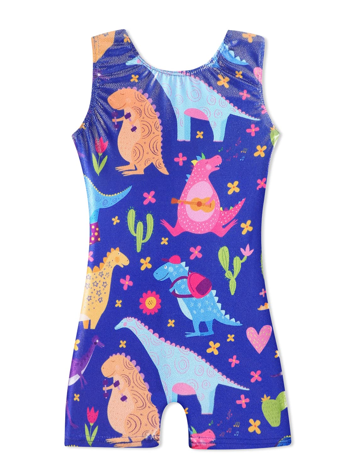 HOZIY 8-10 Gymnastics Leotard with Shorts for Kids Girls Size 8-9 9-10 Year Old Navy Blue Dinosaur Sparkly Biketards Bike Shorts Tumbling Outfits Bodysuits Clothes Clothing