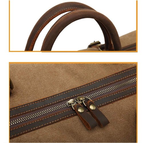 Duffle Bag Canvas Weekend Bag Waterproof Tote Bag Gym Sports for Travel, Workout(Khaki)