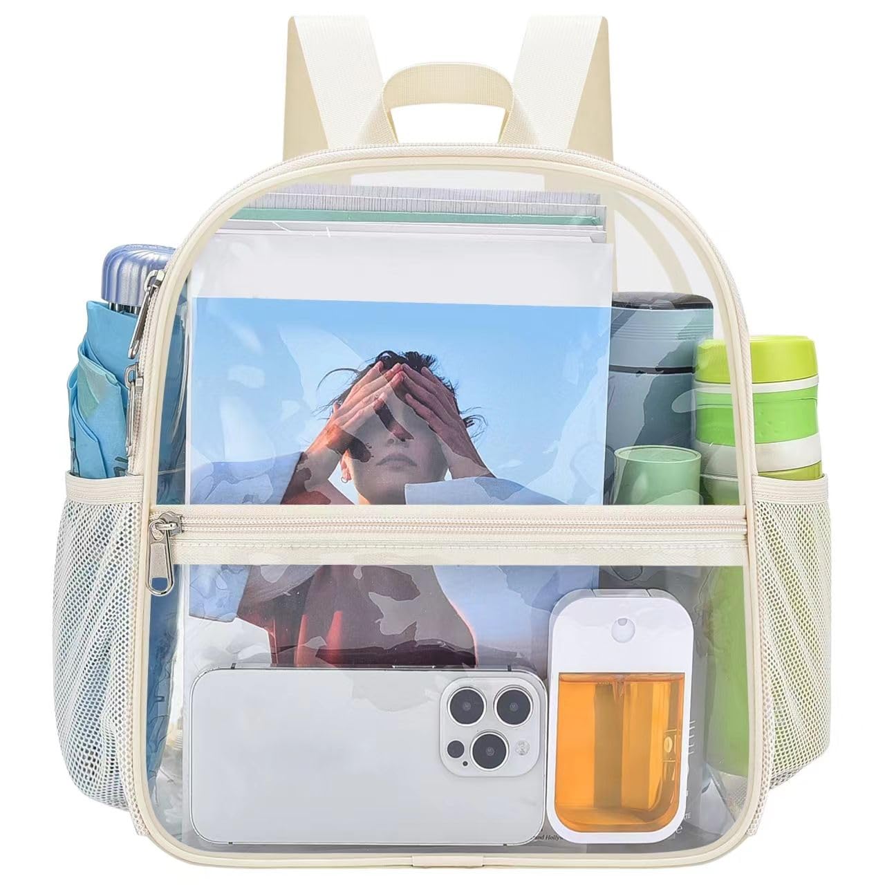 Oraben Clear Backpack Stadium Approved, Celar Bag 12 x 6 x 11 in, Small Transparent Backpack for Concerts, Sports Events, Festivals, Travel, Waterproof, Adjustable Straps