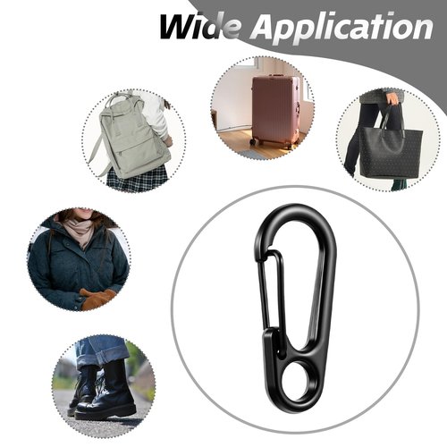 Nogeqi 20 Pcs Small Mini Carabiner Clip, 1.2 Inch Tiny Spring Snap Hook Keychains, Black Mini Carabiner for Outdoor Hiking Fishing Camping Backpack Accessories