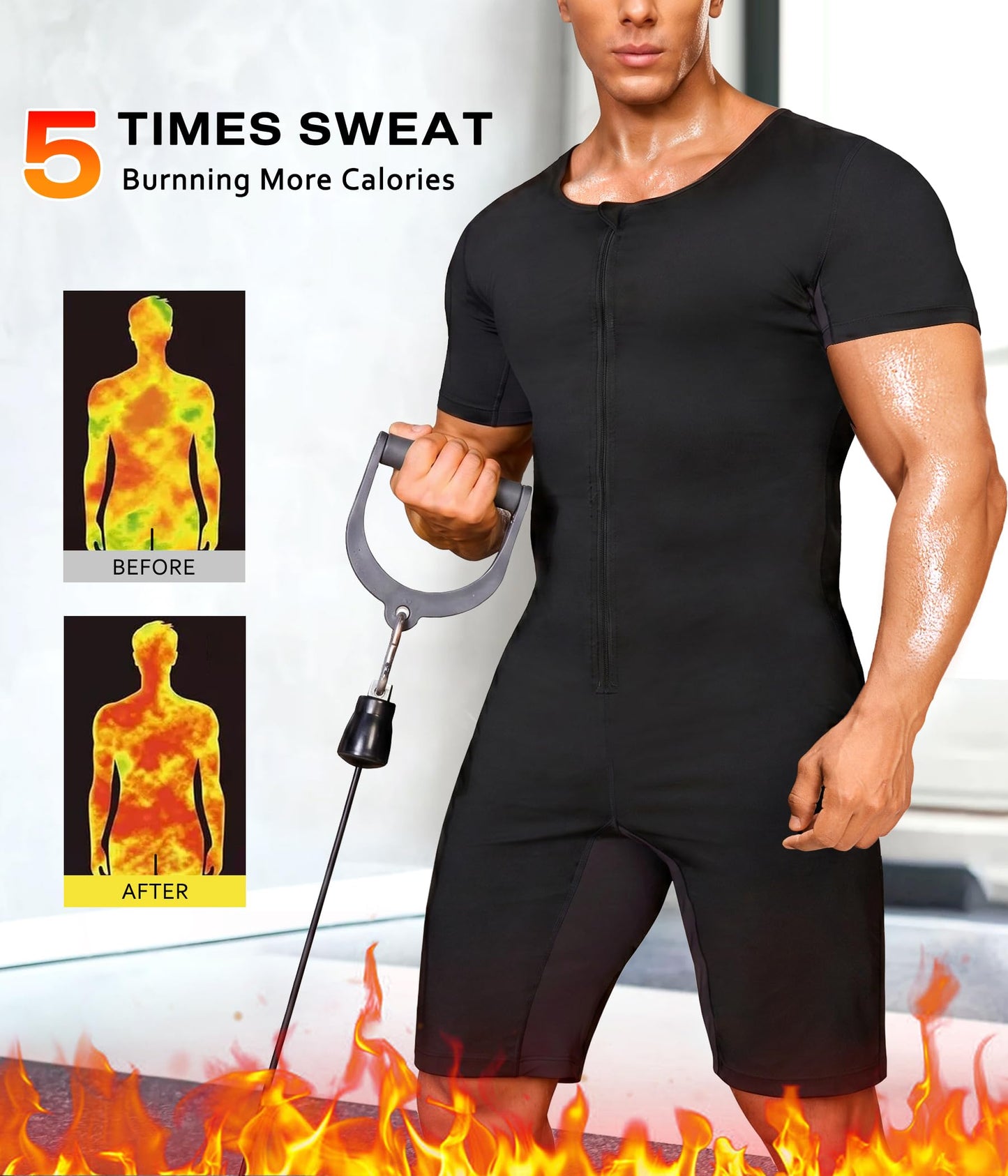 Junlan Sauna Suit for Men Full Body Waist Trainer Sauna Shirt for Working Out(Blue,X-Large)