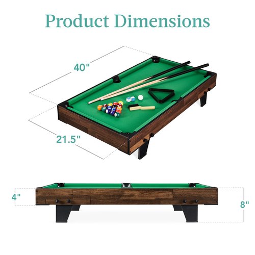 Best Choice Products 40in Tabletop Billiard Table, Pool Arcade Game Table for Living Room, Game Room w/ 2 Cue Sticks, Ball Set, Storage Bag - Walnut