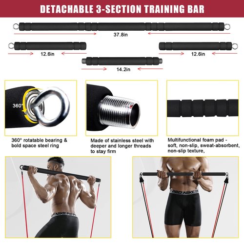 LAKXSF Work out Push up Board for Home Gym, Pilates Workout Exercise Resistance Band Set with Handles, Pushup Board Gift for Men and Women, Essential Shoulder Strength Training Goods Equipment Kit