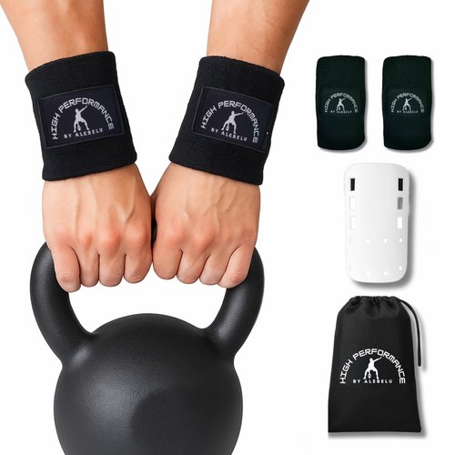 Wrist Guards with Shock-Absorbing Plastic Inserts, 100% Cotton, Black, Pack of 2 ??Training Support