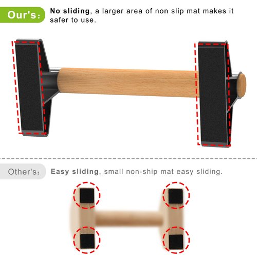 SELEWARE Wood Push-Up Bars Parallettes Anti-Slip Handstand Bars for Calisthenics, Fitness, Floor Workouts - Solid Wood Handle with Sturdy Metal Bracket, Supports to 500 lbs