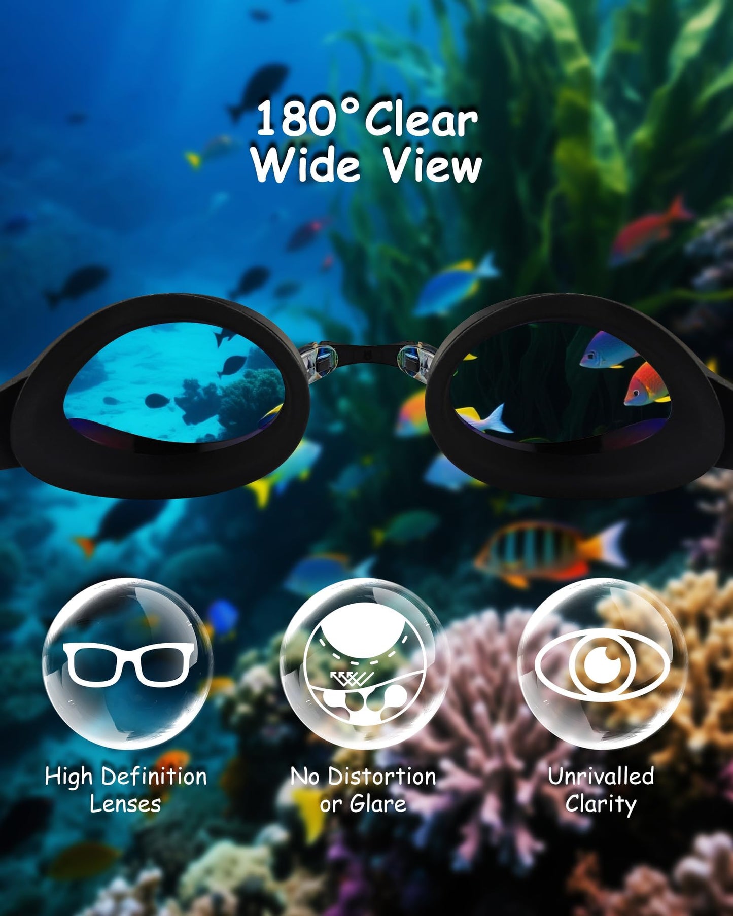 Hurdilen Kids Swim Goggles, Anti-fog and UV Protection with Swimming Cap for Age 3-15 Youth Boys Girls Toddler (Black)