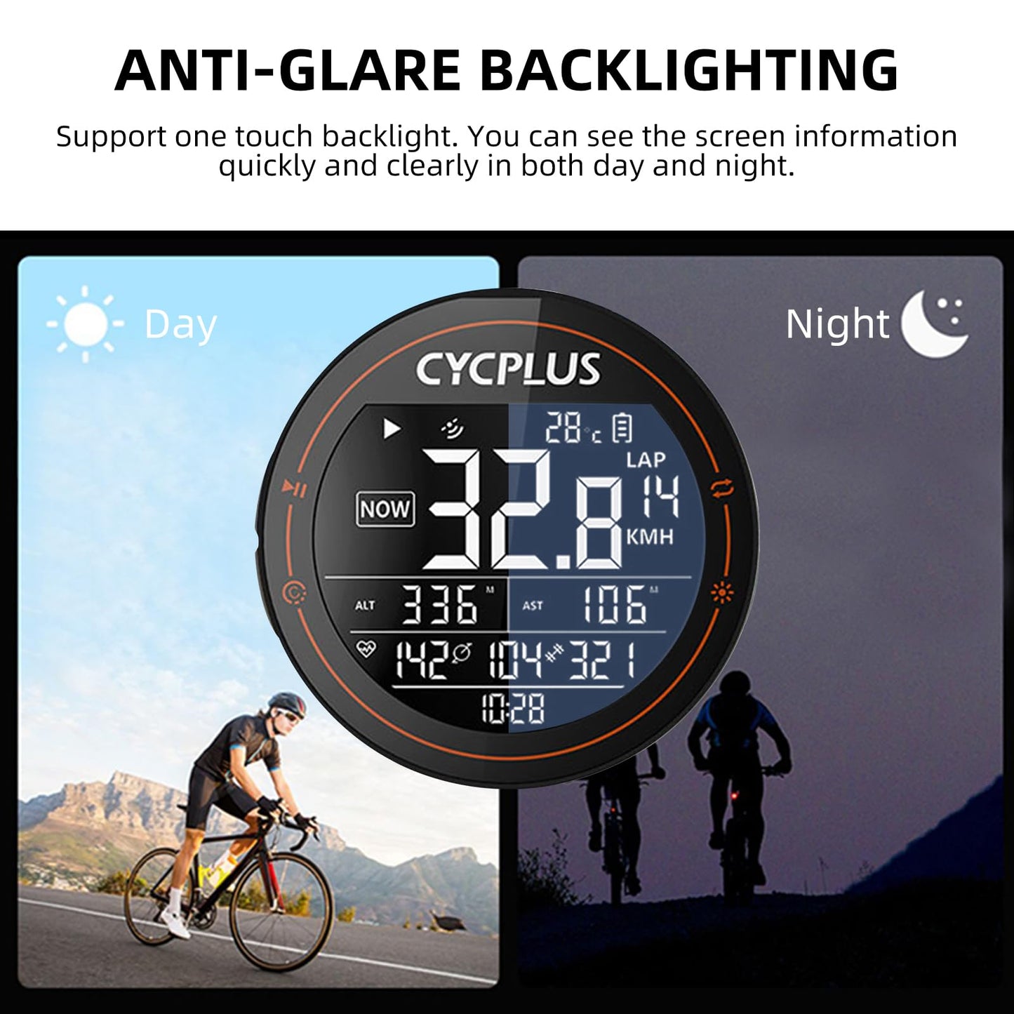 ROCKBROS Bike Computer Wireless GPS Accurate Bike Speedometer with Bluetooth Mini Cycling Computer IPX6 Waterproof ANT+ Bicycle Odometer with Automatic Backlight 2.5" LCD Screen and Larger Battery