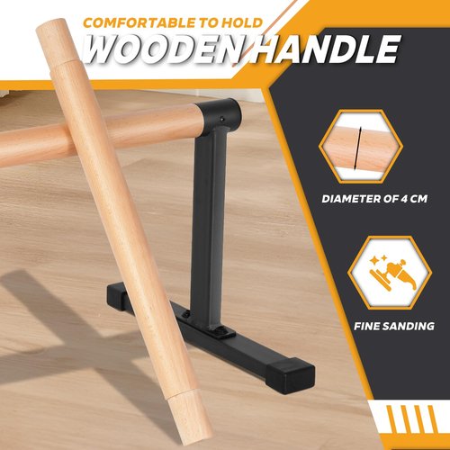 Trlakepreble Wooden Parallel Bar and Dip Bar with Thick Beech Handles, Push-up stands for Handstand, L-Sit, Gymnastics, Strength Training Home Gym,Anti-slip Mats, Easy to Install,600lbs(Black, L)