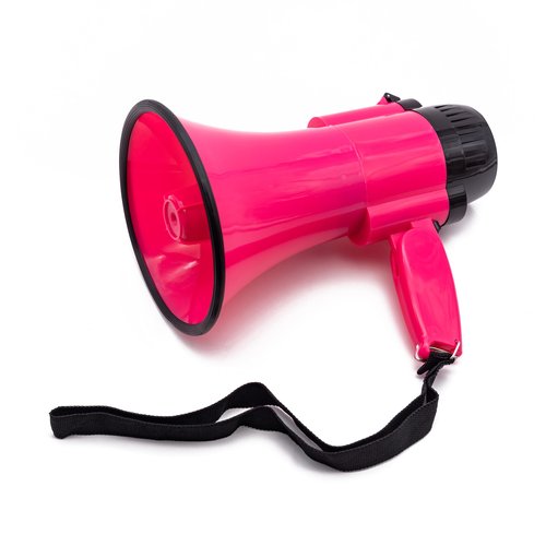BEMLDY Portable Megaphone Bullhorn 30 watt Power with Built-in Siren/Alarm-240s Record-Adjustable Volume -Strap Powerful and Lightweight (Plus-Voice Recording, Pink)