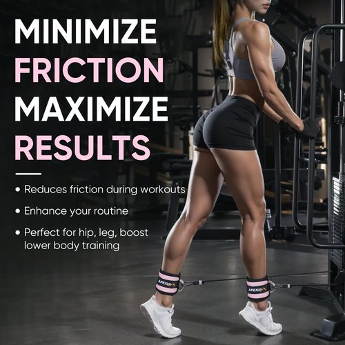 APEXUP Ankle Strap for Cable Machine, Ankle Resistance Bands, Cable Kick Back Straps for Gym, Glute Workouts, Leg Extensions, Adjustable Straps with Neoprene Padding (Single, Pastel Pink)