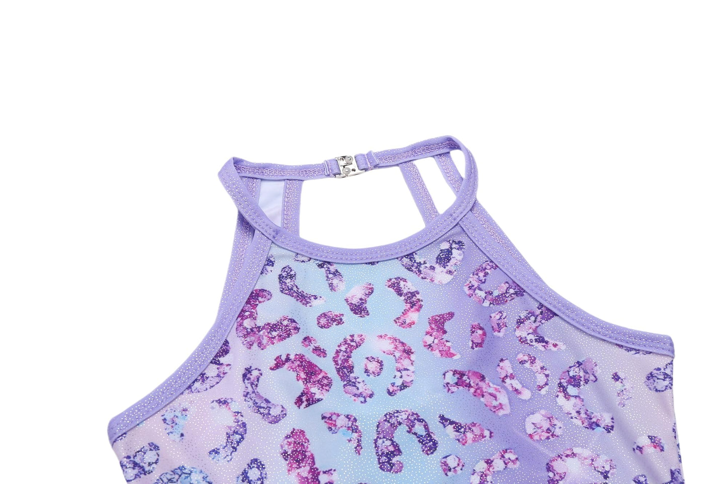 Zaclotre Leotards for Girls Sparkly Sleeveless Toddler Dance Leotard Gymnastics Outfit with Shorts Purple Leopard 3-4Y