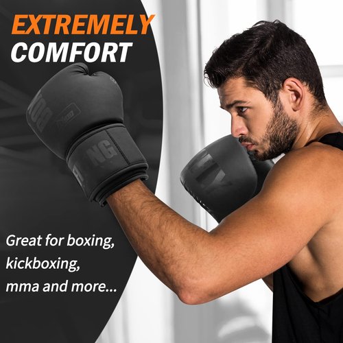 Boxing Gloves for Men and Women Suitable for Boxing Kickboxing Mixed Martial Arts Muay Thai MMA Heavy Bag Fighting Training (Black, 12oz)