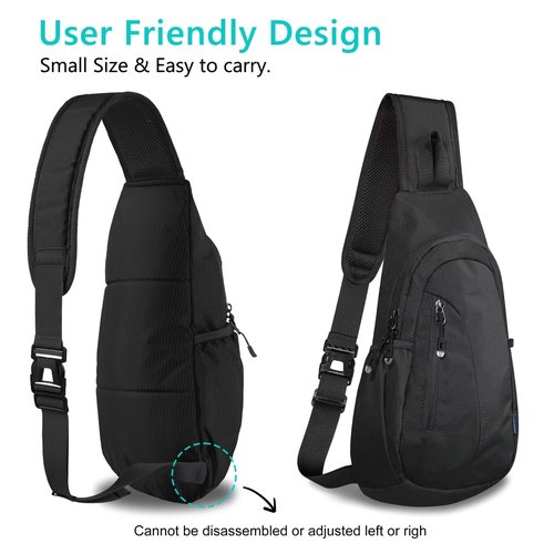 TITECOUGO Small Sling Bag Lightweight Crossbody Bag for Women Men Hiking Backpack Travel Shoulder Bag Chest Daypack for Gym Work Outdoor Sports Black Black