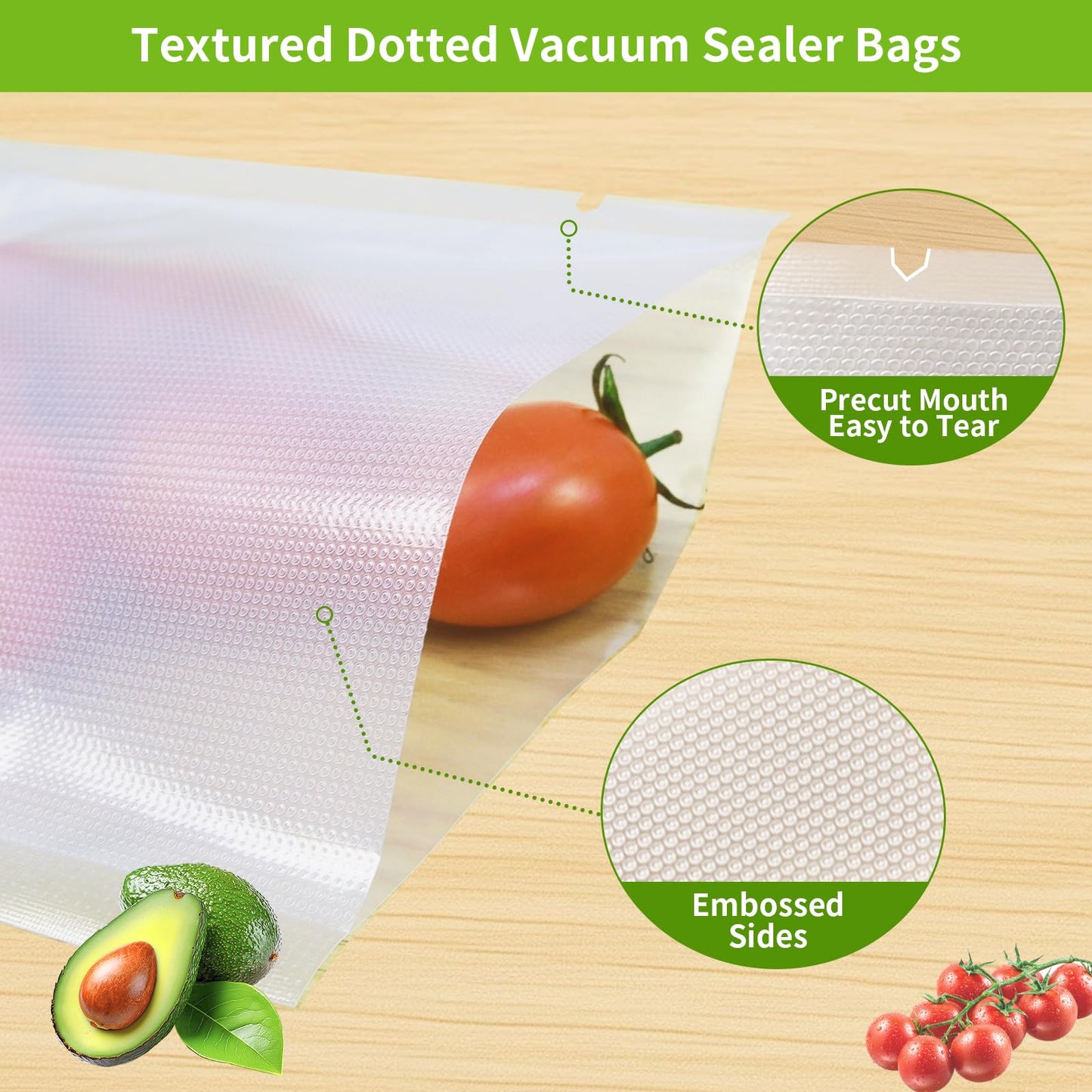 SurpOxyLoc 100 Count 2‑Size Vacuum Sealer Bags,Pint Quart Gallon,BPA‑Free for Sous Vide Cooking