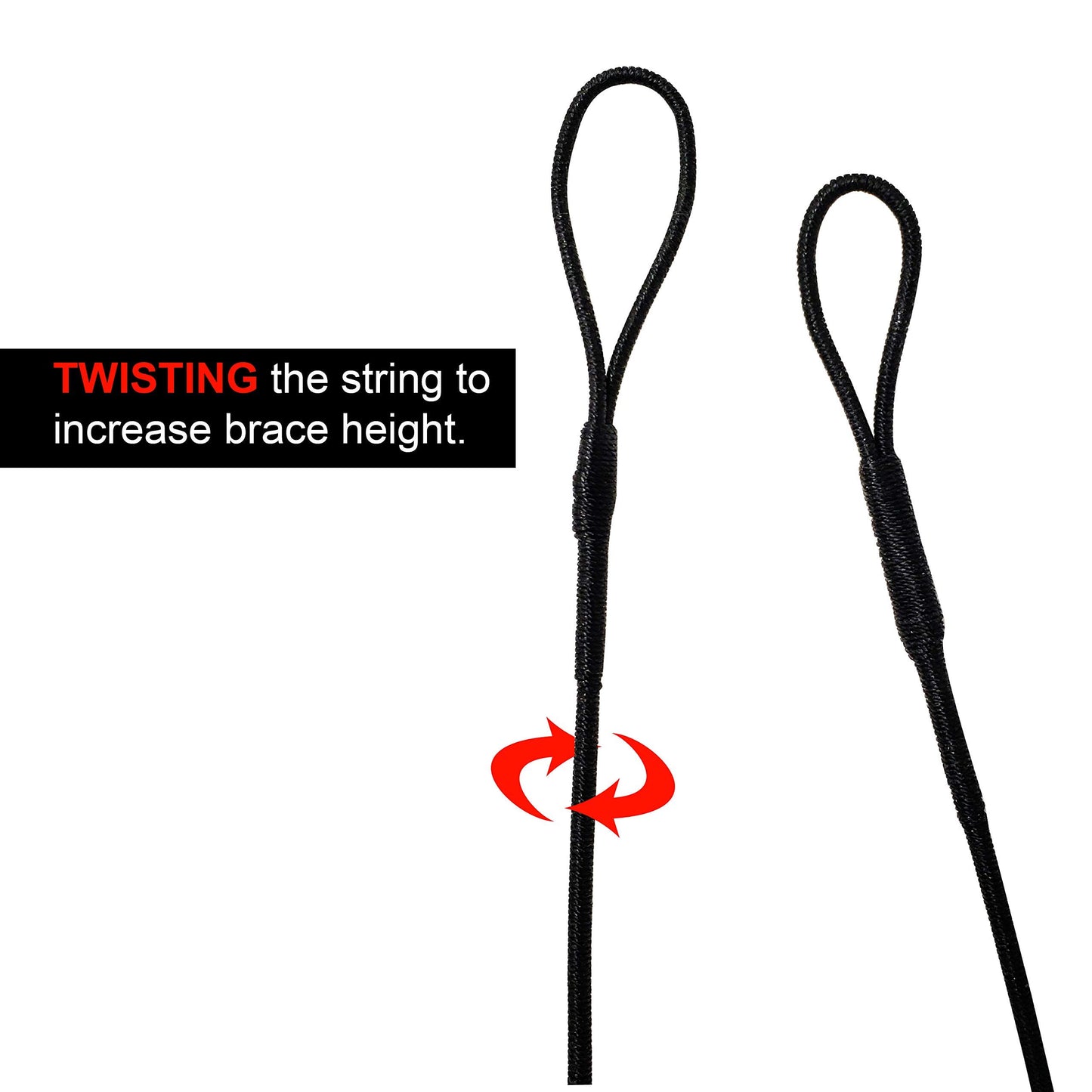 SAS Southland Archery Supply B-55 Dacron Replacement Traditional Recurve Bow String - Made in USA - 12, 14, 16 Strands - 44-70 in Sizes (AMO 50 in (Actual 46 in), Black 12 Strands (Bows Upto 40 lbs)