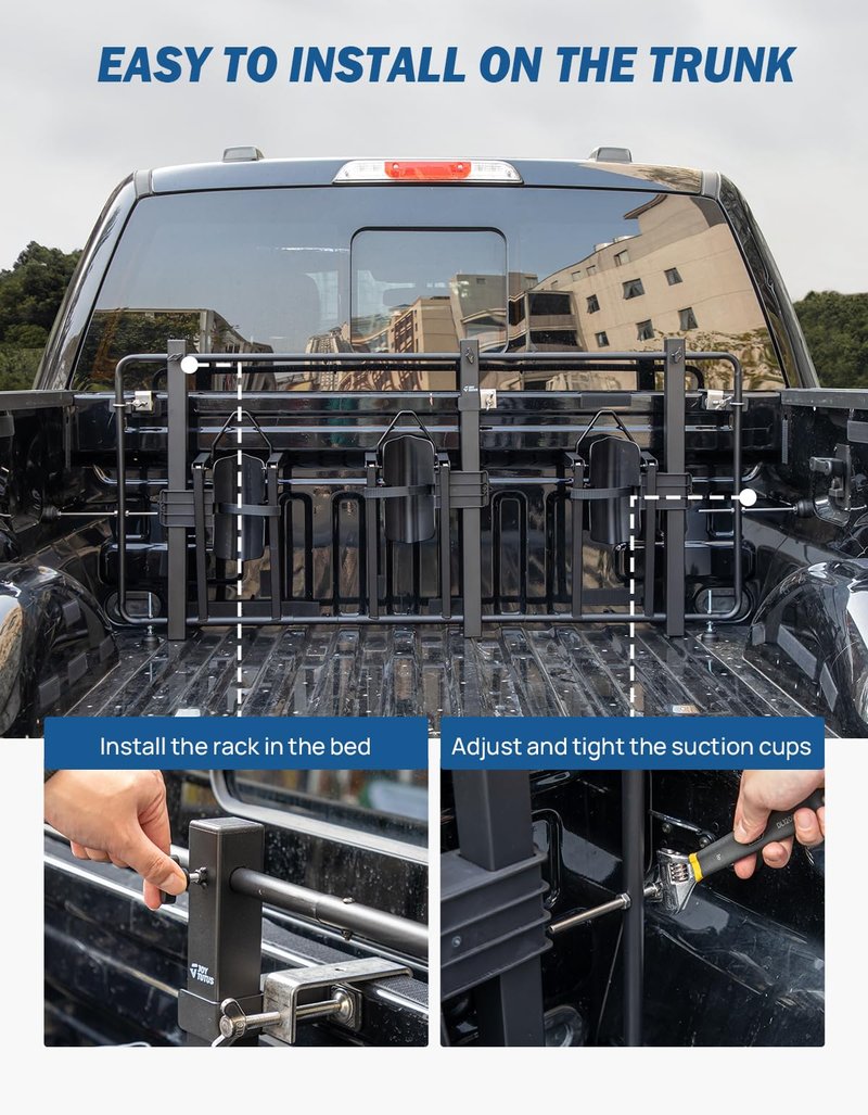 JOYTUTUS Truck Bed Bike Rack for Full Size Pickup, Truck Bed Bicycle Rack, Heavy Truck Bed Bike Mount Carrier, Anti-Wobble BedRack SportsRack, No Remove Tire
