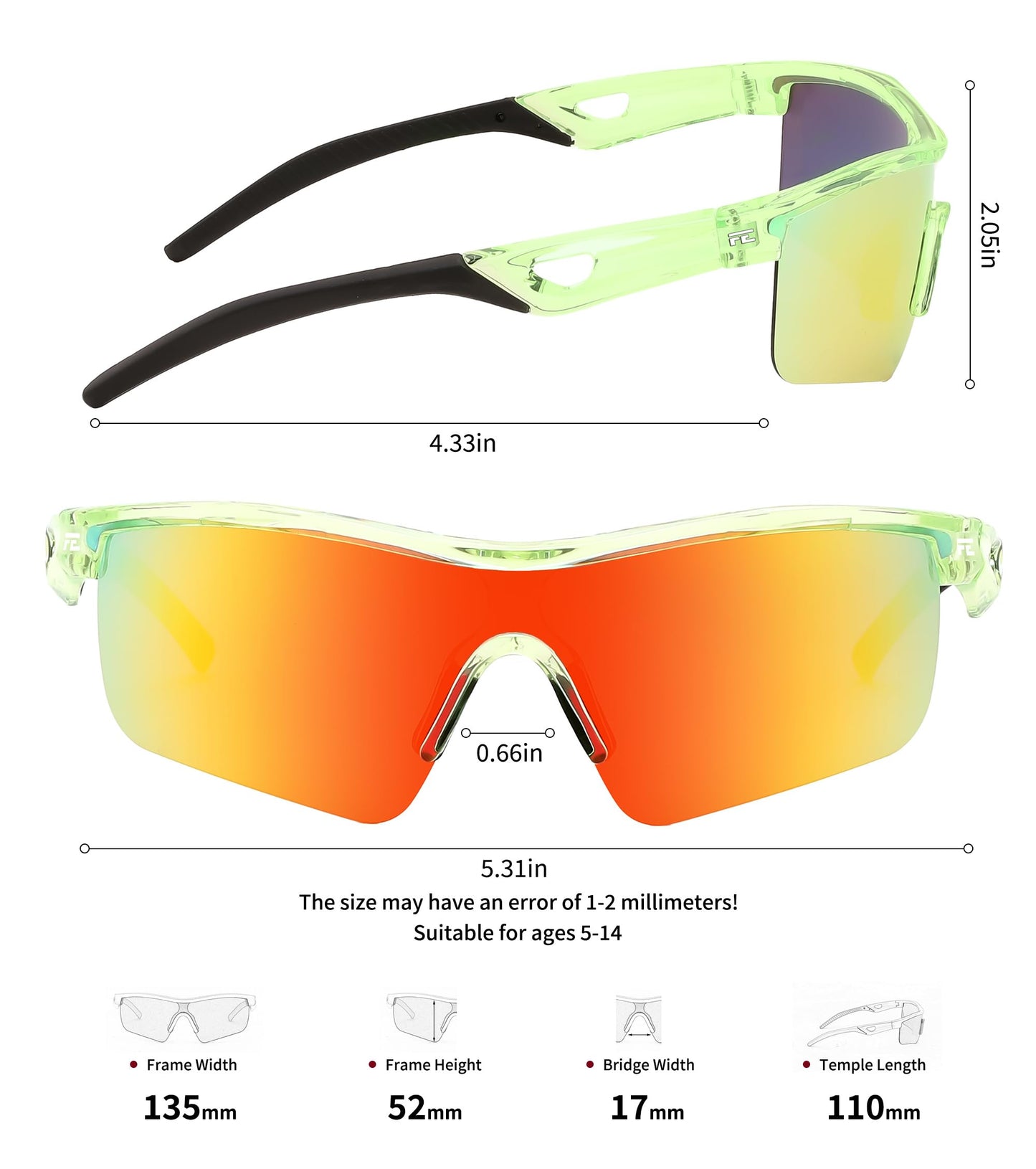 FEISEDY Kids Polarized Sports Sunglasses