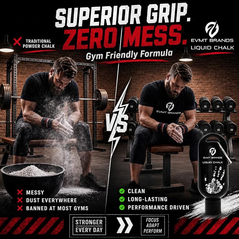 Liquid Chalk - Mess-Free Grip Enhancer for Weightlifting, Gymnastics & Climbing - 4pk A2-4pk Cl