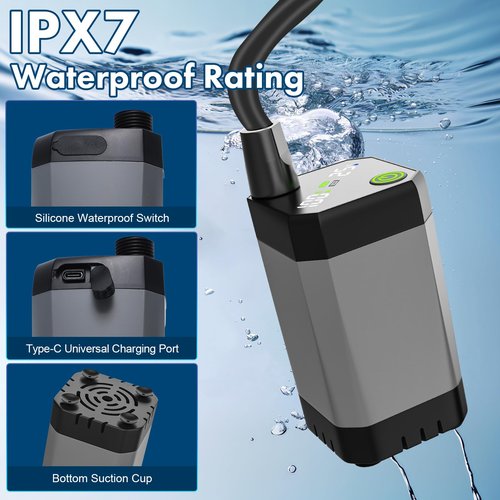 Portable Shower for Camping 6000mAh Rechargeable Shower Pump with Intelligent LED Display & 20L Foldable Bucket 4 Spray Modes Outdoor Shower Head IPX7 Waterproof for Hiking, Travel, Car, Pet, Beach