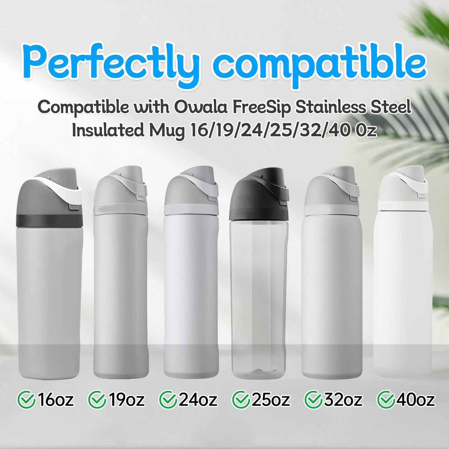 BMSQOFD 6 Pcs Replacement Rubber Seal Stopper Compatible with Owala FreeSip,Water Bottle Top Gasket Lid for Owala 16/19/24/32/40oz Bottle Mouth Cap Silicone Stoppers Parts Insert Accessories 6PB-U3