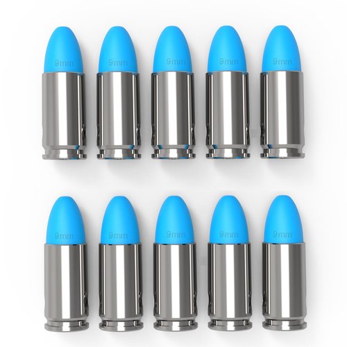 FIREGOWIN Pro 9mm Dummy Rounds – Training Snap Caps, Reusable Dry Fire Training Round with Rubber Primers (Blue 10-Pack)